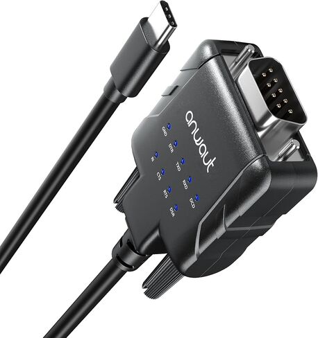1-Port Industrial USB-C to Serial/RS232 (DB9) Converter Adapter w/ 9 x LEDs (Compatible for Windows 11, macOS 14, U2RS232-C) in Saudi Arabia