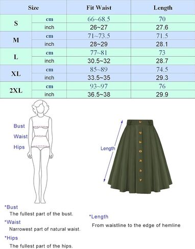 Belle Poque Women's Vintage Skirt High Waisted A Line Flared Midi Skirt with Belts in Saudi Arabia