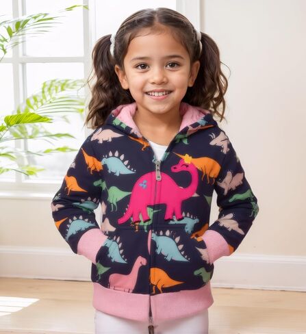 RETSUGO Girls Zip Up Hoodie Jacket Toddler Unicorn Rainbow Sweatshirt Kids Hooded Coat Casual Outerwear Size 2-7 Years in Saudi Arabia