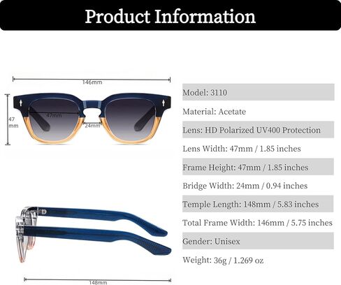 Rocknight Designer Acetate Classic HD Groudized Sunglasses UV400 حماية للجنسين في الهواء الطلق ظلال مضادة للوهج in Kuwait