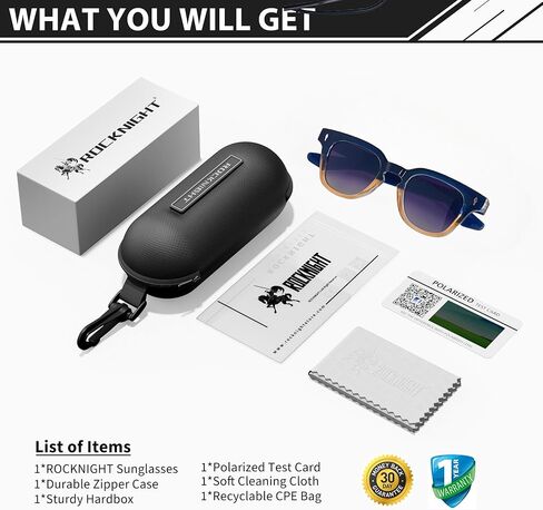 Rocknight Designer Acetate Classic HD Groudized Sunglasses UV400 حماية للجنسين في الهواء الطلق ظلال مضادة للوهج in Kuwait