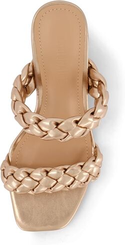 Dunes Iris Chunky Braided Heel Sandals for Women, Block Heel Square Toe Summer Sandals with Memory Foam in Saudi Arabia