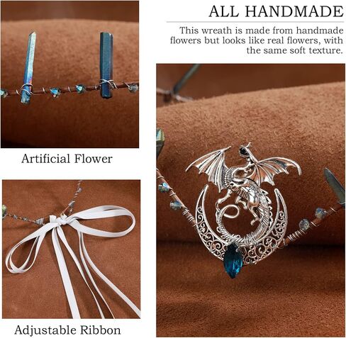 MOSTORY Elf Crystal Crown Tiara - Fairy Headpiece Viking Headband Elven Circlet for Renaissance Halloween Cosplay in Saudi Arabia