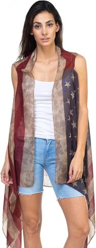 CCFW Women's USA Flag Theme Vintage Kimono Cover-up Shawl Vest … in Saudi Arabia