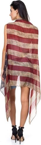 CCFW Women's USA Flag Theme Vintage Kimono Cover-up Shawl Vest … in Saudi Arabia