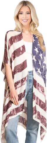 CCFW Women's USA Flag Theme Vintage Kimono Cover-up Shawl Vest … in Saudi Arabia