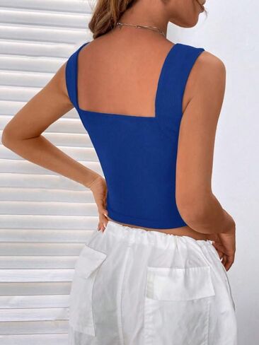 قمم دبابات مضلعة للنساء بلوزة Racerback Camisole بلا أكمام ، قمم الصيف الفضفاضة غير الرسمية in Kuwait