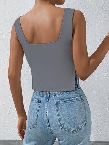 قمم دبابات مضلعة للنساء بلوزة Racerback Camisole بلا أكمام ، قمم الصيف الفضفاضة غير الرسمية in Kuwait