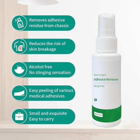 Adhesive Remover Spray,No Sting Medical Adhesive Remover for Skin,Ideal for Ostomy Patients, Sensitive Skin and Bandage Removal, Alcohol Free,30 ml Bottle in Saudi Arabia