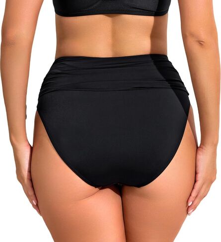 COCOPEAR Vintage High Waisted Bikini Bottoms for Women Ruched Full Coverage Bikini Bottom Tummy Control Swim Bottoms in Kuwait