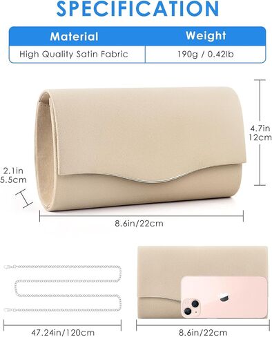 TINDTOP Clutch Purses for Women, Formal Evening Bags Suede Shoulder Envelope Party Handbags Wedding Cocktail Prom Clutches in Saudi Arabia