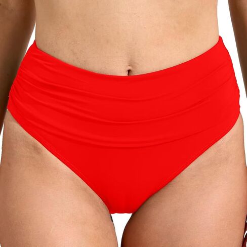 COCOPEAR Vintage High Waisted Bikini Bottoms for Women Ruched Full Coverage Bikini Bottom Tummy Control Swim Bottoms in Kuwait