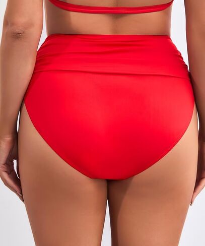COCOPEAR Vintage High Waisted Bikini Bottoms for Women Ruched Full Coverage Bikini Bottom Tummy Control Swim Bottoms in Kuwait