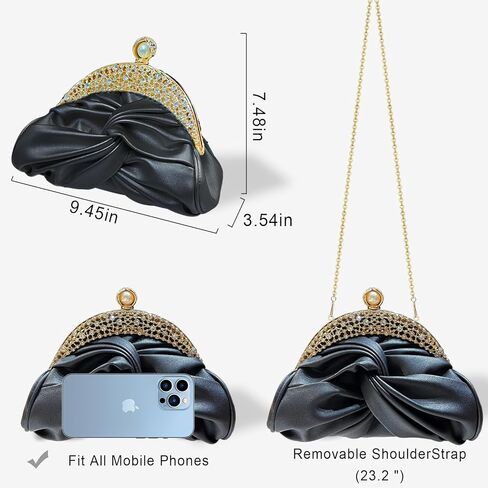 Clutch Purses for Women Evening Clutch Pearl Bag Soft Leather Evening Handbag Noble Crystal Beaded Wedding Clutch in Kuwait