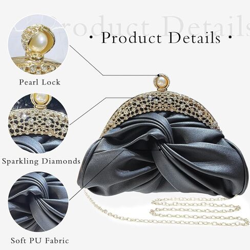 Clutch Purses for Women Evening Clutch Pearl Bag Soft Leather Evening Handbag Noble Crystal Beaded Wedding Clutch in Kuwait