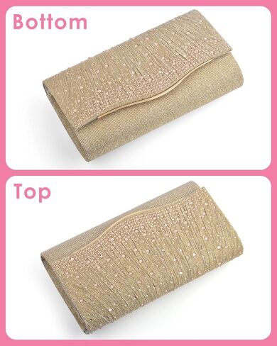 TINDTOP Clutch Purses for Women, Formal Evening Bags Suede Shoulder Envelope Party Handbags Wedding Cocktail Prom Clutches in Saudi Arabia