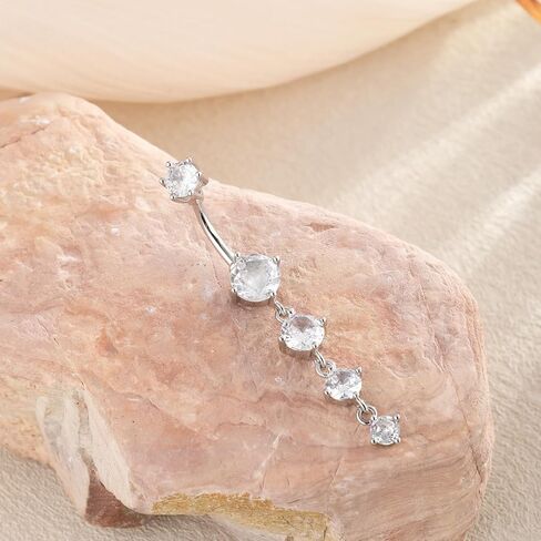 Clicker Belly Button Rings for Women Dangle Belly Rings Cute CZ Opal Reverse Navel Rings Body Piercing Jewelry for Women 14G Silver Gold Tone in Saudi Arabia