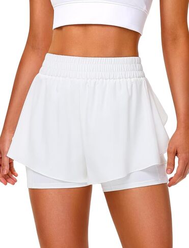IWD Women's Running Shorts, High Waisted 2 in 1 Workout Athletic Shorts with Liner and Pockets, Summer Activewear in Saudi Arabia