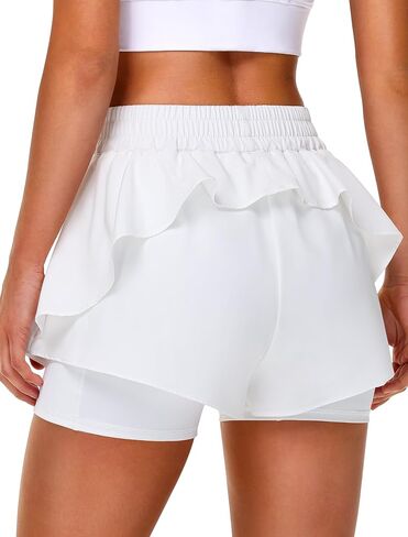 IWD Women's Running Shorts, High Waisted 2 in 1 Workout Athletic Shorts with Liner and Pockets, Summer Activewear in Saudi Arabia