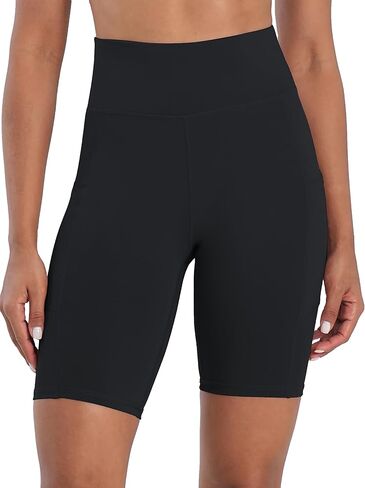 High Waisted Biker Shorts for Women with Pockets Tummy Control Yoga Workout 8" Spandex Bike Shorts for Gym Running in Kuwait