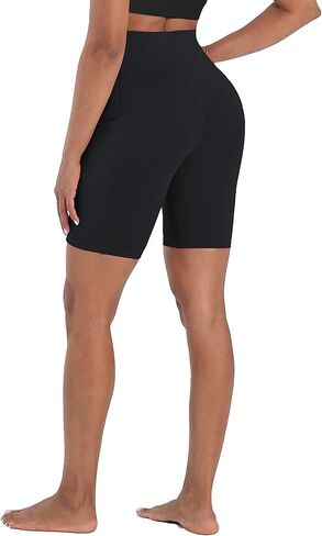 High Waisted Biker Shorts for Women with Pockets Tummy Control Yoga Workout 8" Spandex Bike Shorts for Gym Running in Kuwait