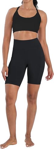 High Waisted Biker Shorts for Women with Pockets Tummy Control Yoga Workout 8" Spandex Bike Shorts for Gym Running in Kuwait