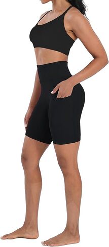 High Waisted Biker Shorts for Women with Pockets Tummy Control Yoga Workout 8" Spandex Bike Shorts for Gym Running in Kuwait