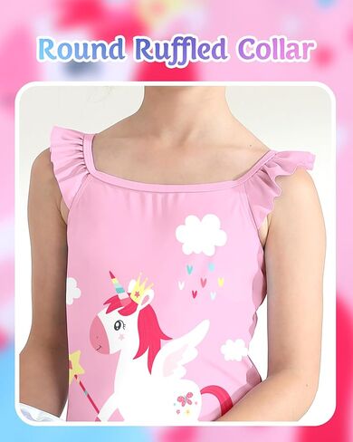 Toddler Girls Bathing Suit One Piece Ruffle Strap Cute Swimsuits Little Kids Beach Pool Quick Dry Swimwear 2t-10 in Kuwait