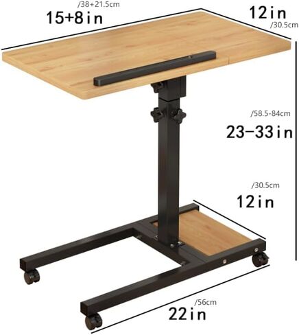 Laptop Desk Bed Desk Laptop Stand for Bed Portable Desk Overbed Bedside Table Mobile Laptop Table Rolling Desk Foldable Table Adjustable Height with Locked Wheels & Mouse Pad Table for Bed Office Sofa in Saudi Arabia