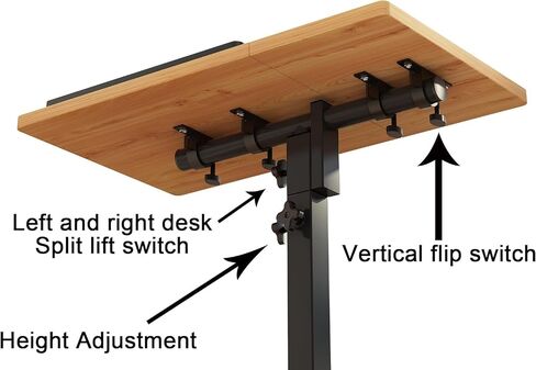 Laptop Desk Bed Desk Laptop Stand for Bed Portable Desk Overbed Bedside Table Mobile Laptop Table Rolling Desk Foldable Table Adjustable Height with Locked Wheels & Mouse Pad Table for Bed Office Sofa in Saudi Arabia