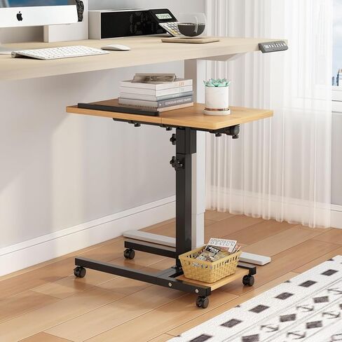Laptop Desk Bed Desk Laptop Stand for Bed Portable Desk Overbed Bedside Table Mobile Laptop Table Rolling Desk Foldable Table Adjustable Height with Locked Wheels & Mouse Pad Table for Bed Office Sofa in Saudi Arabia