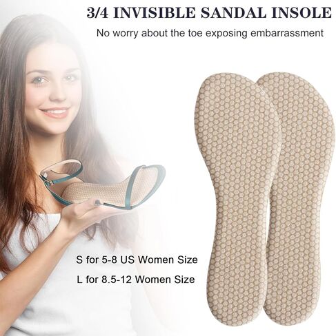 2 Pairs Gel Cushion High Heel Inserts, Self-Adhesive Sandal Inserts Insoles Women, New Anti Slip Design, 3/4 Invisible Dress Shoe Inserts, Shock Absorption Pain Relief, 2 Beige Women 5-8 in Saudi Arabia
