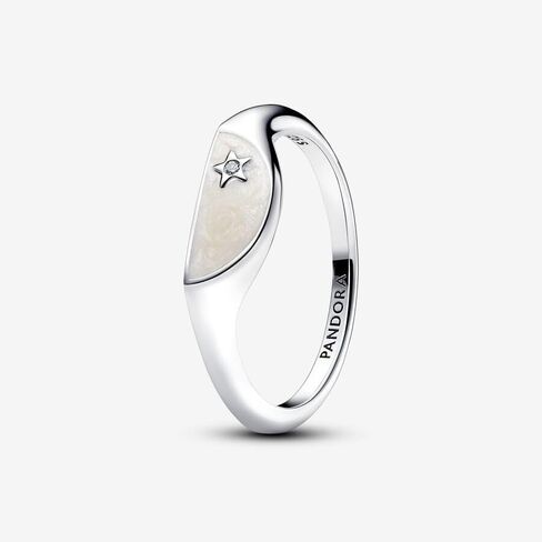 Pandora Me Halved Enamel Signet Ring - Sterling SIlver Ring with Cubic Zirconia & Enamel - Gift for Women - Includes Gift Box in Saudi Arabia