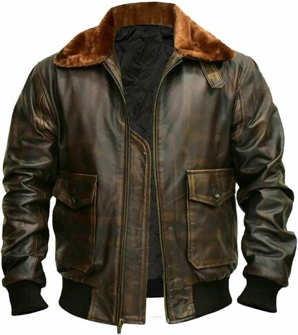 Hide & Seek Men’s A2 Aviator Air Force Cockpit Vintage Bomber Military Flight Pilot WWII Distressed Real Leather Jacket in Saudi Arabia