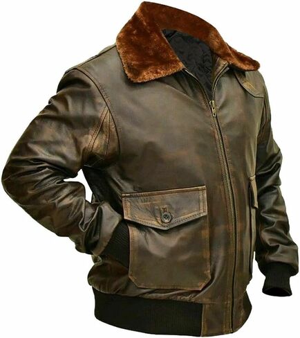 Hide & Seek Men’s A2 Aviator Air Force Cockpit Vintage Bomber Military Flight Pilot WWII Distressed Real Leather Jacket in Saudi Arabia