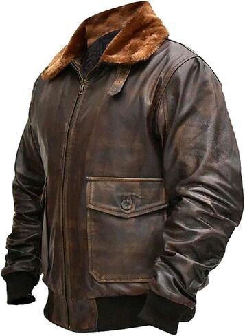 Hide & Seek Men’s A2 Aviator Air Force Cockpit Vintage Bomber Military Flight Pilot WWII Distressed Real Leather Jacket in Saudi Arabia