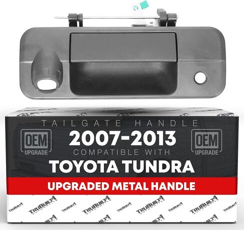 Tailgate Handle Assembly Replacement, Upgraded Metal - Compatible with 2007-2013 Toyota Tundra - Exterior Tailgate Latch, Textured Black - OEM 69090-0C050, 81214, TO1915119 in Kuwait