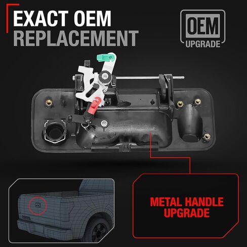 Tailgate Handle Assembly Replacement, Upgraded Metal - Compatible with 2007-2013 Toyota Tundra - Exterior Tailgate Latch, Textured Black - OEM 69090-0C050, 81214, TO1915119 in Kuwait
