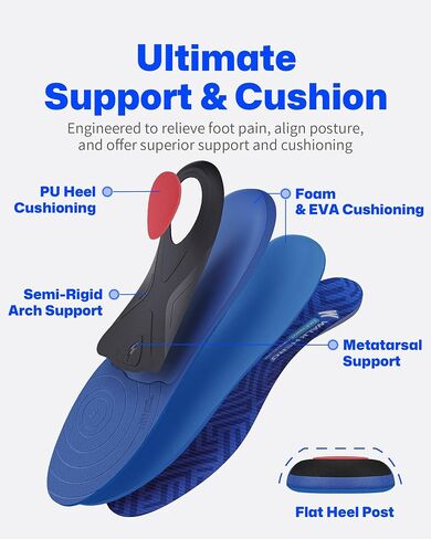 Walkhero Plantar Tasciitis Inserts - إدراج أحذية تقويم العظام لتخفيف الآلام اليومية ، النعال الدعم القوس للاستخدام اليومي ، الدعم الكلي ، رجال كأس الكعب العميق 10-10.5 | المرأة 12-12.5 in Kuwait