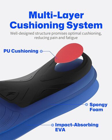 Walkhero Plantar Tasciitis Inserts - إدراج أحذية تقويم العظام لتخفيف الآلام اليومية ، النعال الدعم القوس للاستخدام اليومي ، الدعم الكلي ، رجال كأس الكعب العميق 10-10.5 | المرأة 12-12.5 in Kuwait