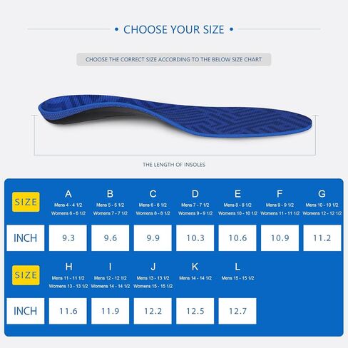 Walkhero Plantar Tasciitis Inserts - إدراج أحذية تقويم العظام لتخفيف الآلام اليومية ، النعال الدعم القوس للاستخدام اليومي ، الدعم الكلي ، رجال كأس الكعب العميق 10-10.5 | المرأة 12-12.5 in Kuwait