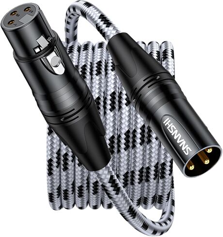 snanshi 2pack xlr الكابلات 6.6ft، xlr كابل الميكروفون، النايلون مضفر، مطلية بالذهب، متوازن xlr ذكر إلى أنثى كابل الميكروفون للتسجيل، مكبر الصوت، نظام السلطة الفلسطينية، استوديو المنزل in Kuwait