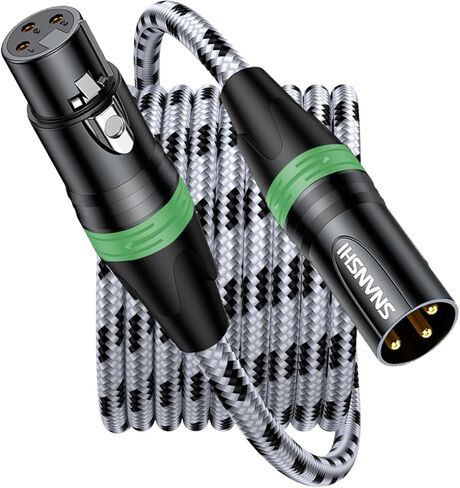 SNANSHI 2Pack XLR Cables 6.6FT, XLR Microphone Cable, Nylon Braided, Gold-Plated, Balanced XLR Male to Female Microphone Cable for Recording, Speaker, PA System, Home Studio in Saudi Arabia