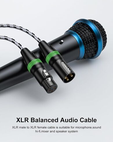 SNANSHI 2Pack XLR Cables 6.6FT, XLR Microphone Cable, Nylon Braided, Gold-Plated, Balanced XLR Male to Female Microphone Cable for Recording, Speaker, PA System, Home Studio in Saudi Arabia