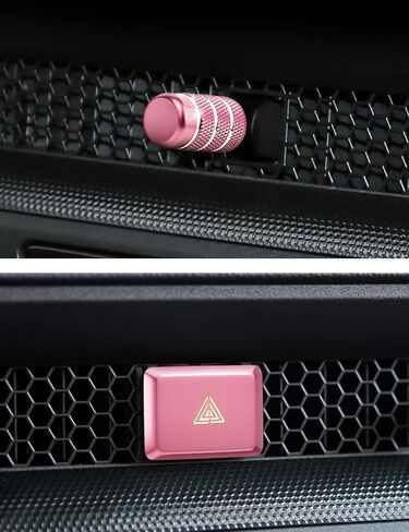 Interior Accessories for Honda Civic 2022-2025 & CRV & Acura Integra 2023-2025, 5pcs Aluminum Alloy Trim Set - Hazard Warning Light Button Cover, Air Vents Outlet Knob Covers (Pink) in Saudi Arabia