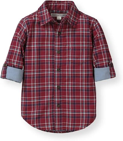 Hope & Henry Boys' Convertible Double Weave Long Sleeve Button Down Shirt in Kuwait