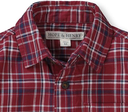 Hope & Henry Boys' Convertible Double Weave Long Sleeve Button Down Shirt in Kuwait