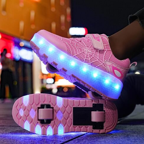 LED Light-Up Kids Roller Sneakers - Boys & Girls Adjustable Roller Shoes for Sports, Birthday, Christmas & Performance Gifts in Saudi Arabia