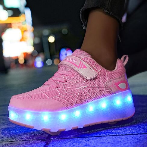 LED Light-Up Kids Roller Sneakers - Boys & Girls Adjustable Roller Shoes for Sports, Birthday, Christmas & Performance Gifts in Saudi Arabia