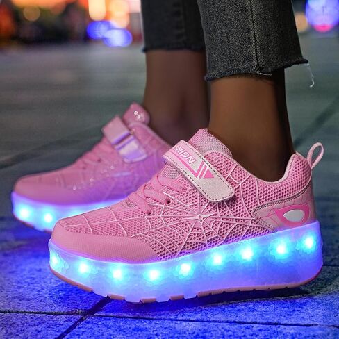 LED Light-Up Kids Roller Sneakers - Boys & Girls Adjustable Roller Shoes for Sports, Birthday, Christmas & Performance Gifts in Saudi Arabia